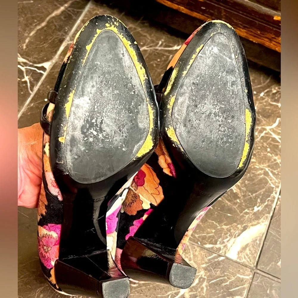 Missoni velvet and patent floral heels authentic